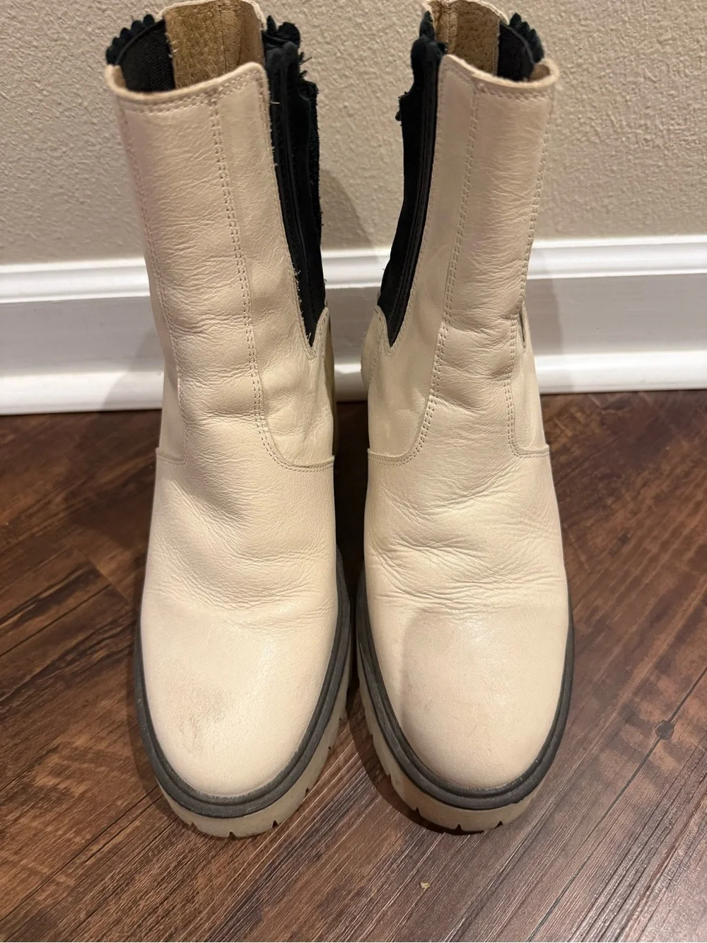 Free People Cream Chelsea Platform Lug Boots